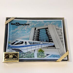 Vintage Walt Disney World Monorail Glass Tray Contemporary Resort NEVER OPENED!